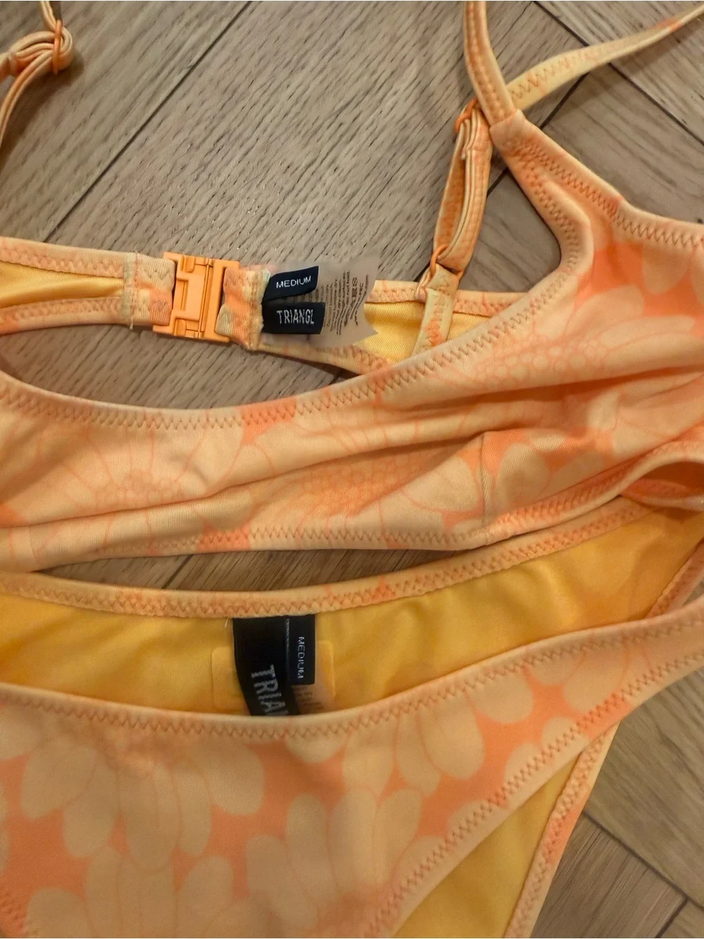 triangl swimwear Peach Floral Bikini Set